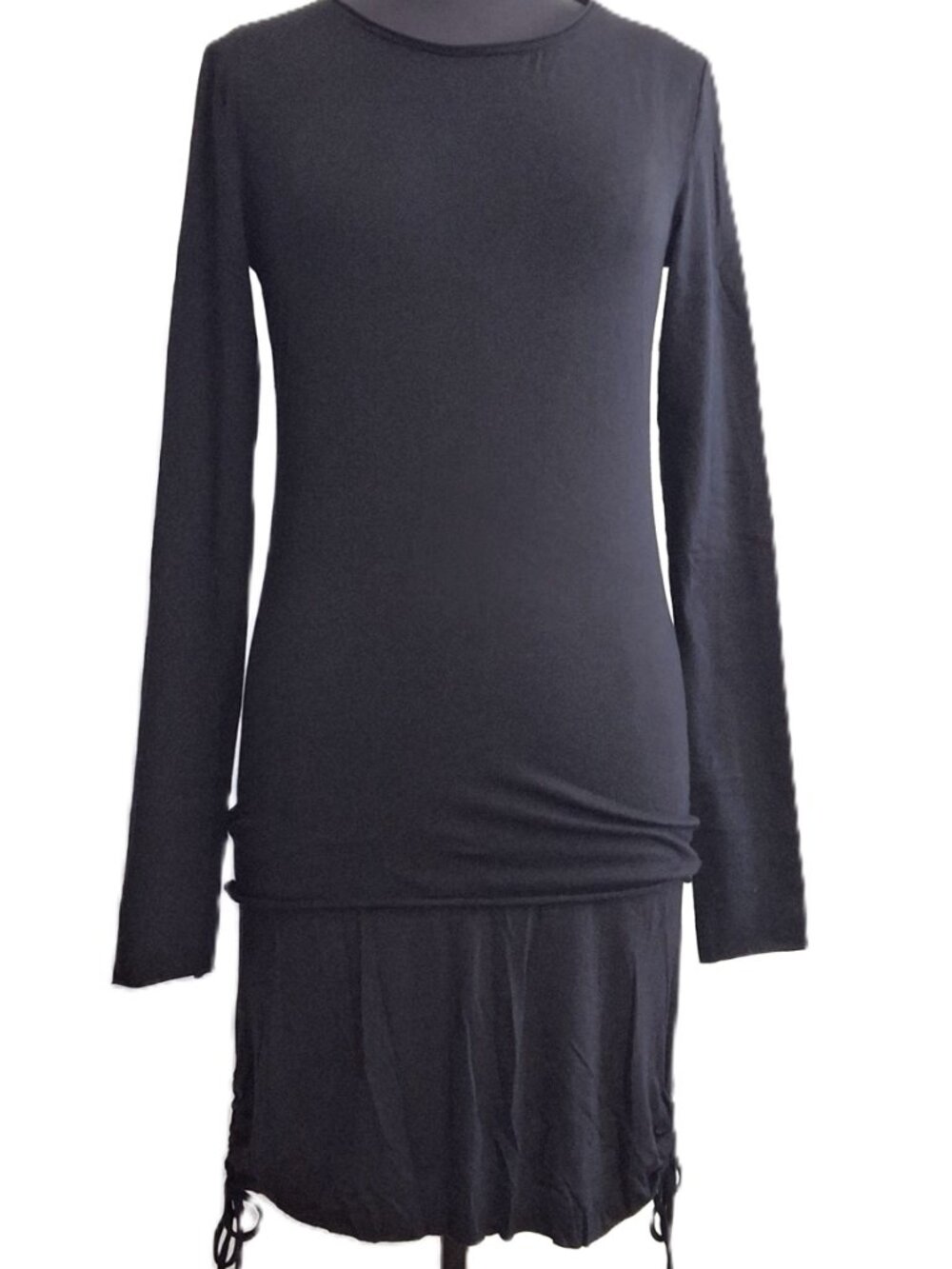 Lamps Sz M 2-Layer Bodycon Dress Drawstring Side Ruching Long Sleeves Stretch
